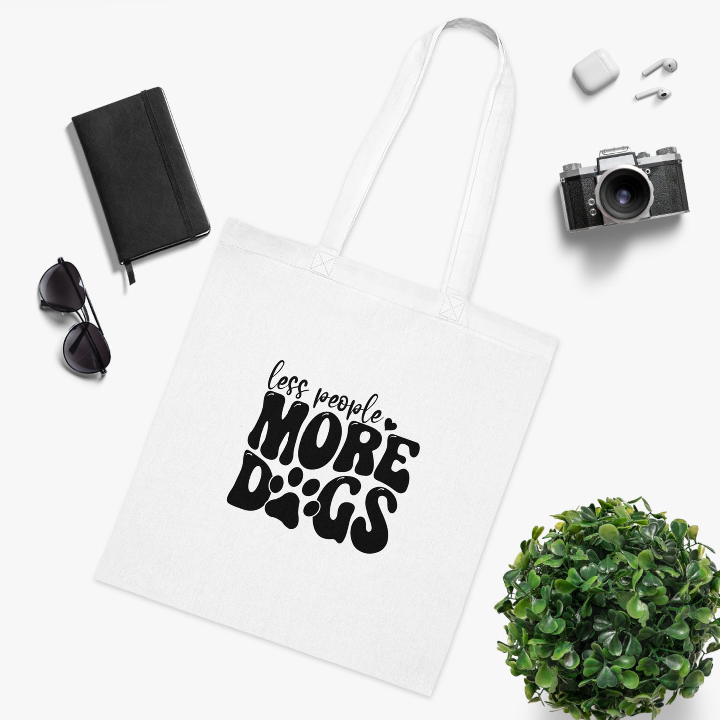 Cotton Tote - "Less People More Dogs" Eco-Friendly Bag for Dog Lovers