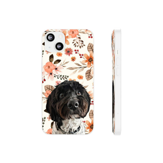 Floral Pet Portrait Flexi Case - Custom Design for Dog Lovers