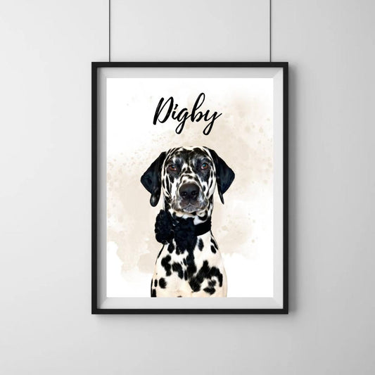 Digital Pet Portrait (Watercolour Background)
